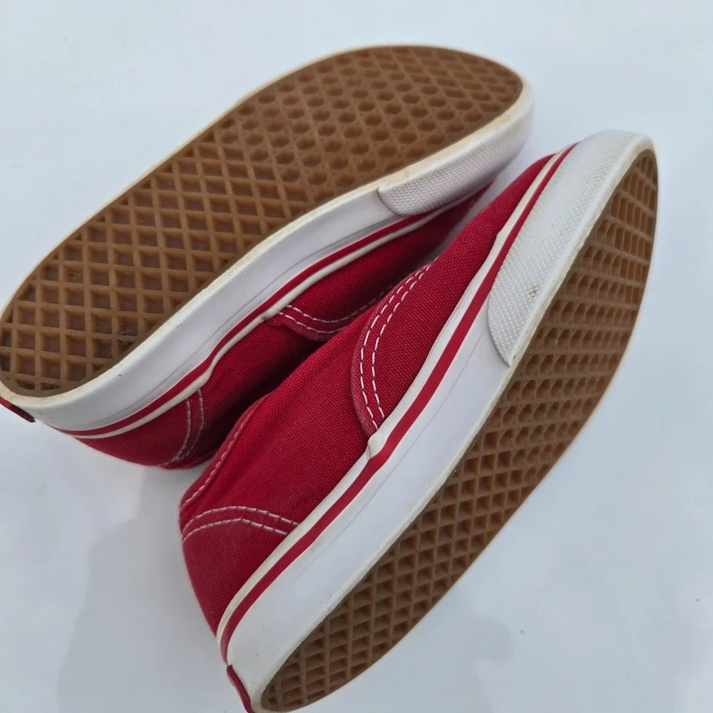 VANS Red Lace-Up Off the Wall Low Canvas Skate Sneakers Shoes 8.5c Kids Unisex‎